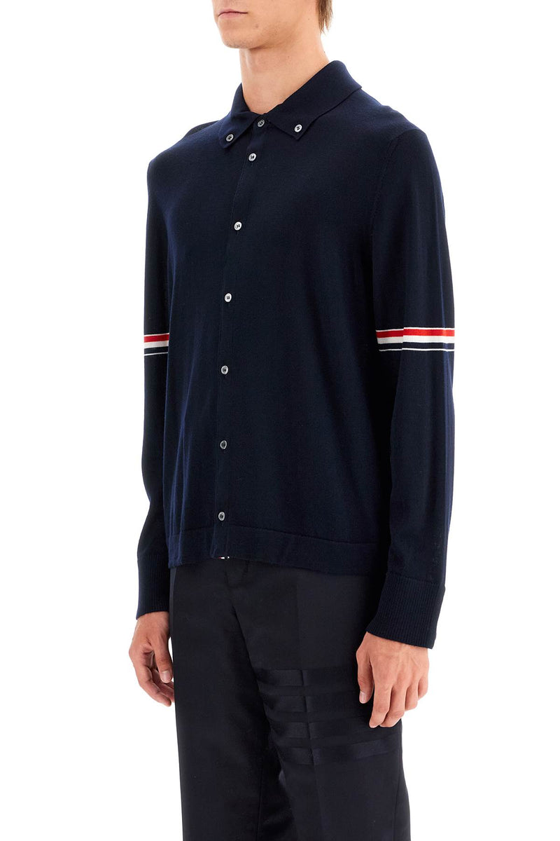 Thom Browne Wool Button-Down Cardigan For Blue