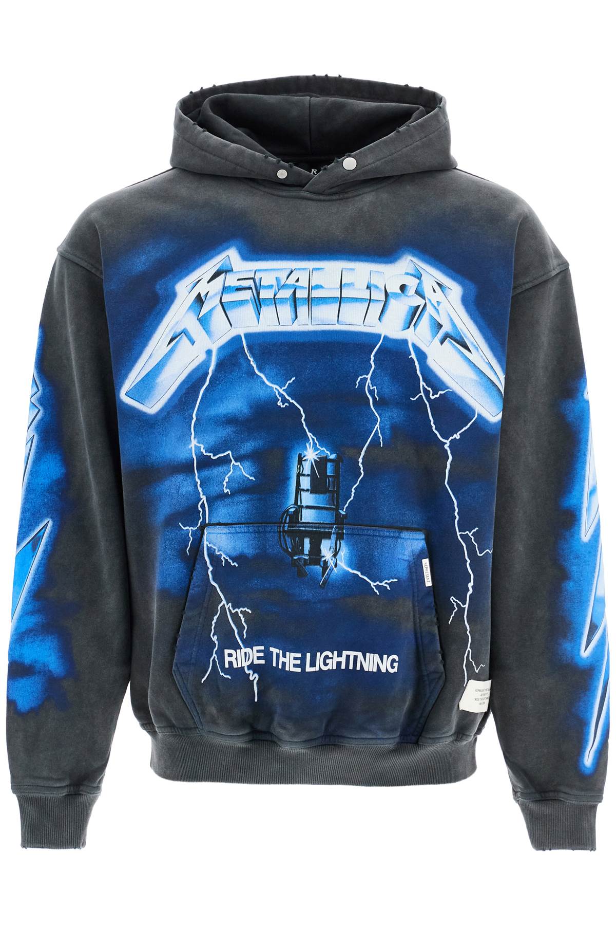 Represent Vintage Gray Cotton Hoodie Metallica Ride The Lightning