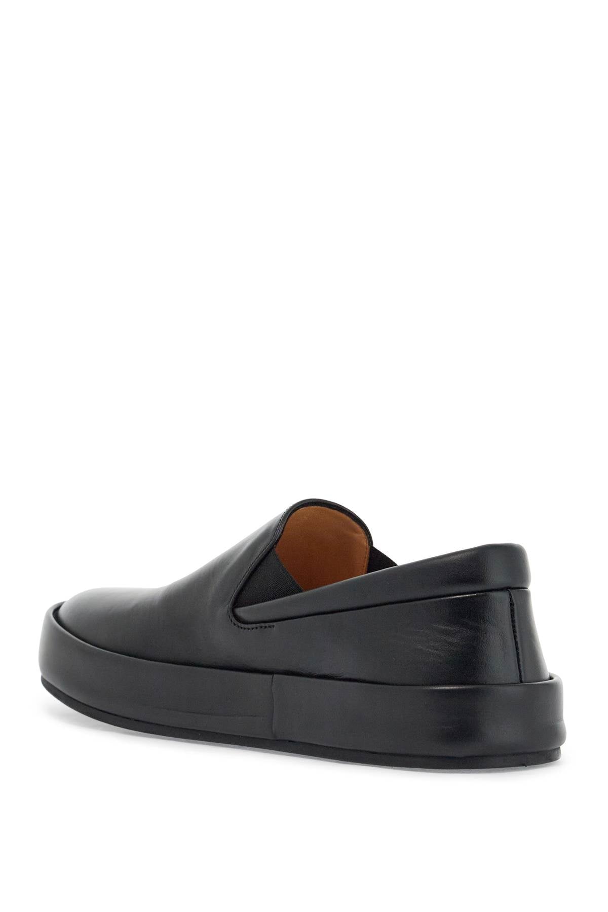 Marsell Minimalist Black Calfskin Slip-On Slippers With Rubber Sole