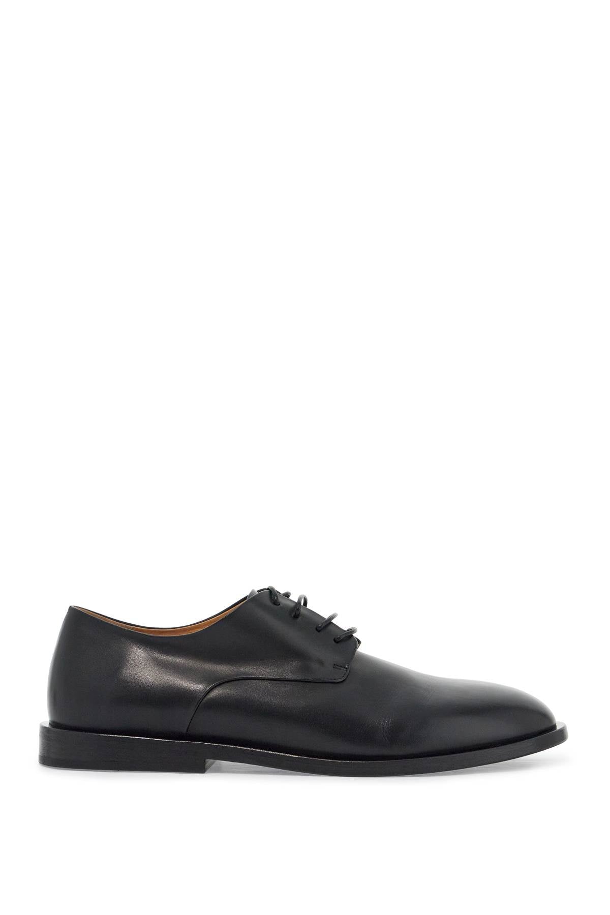 Marsell Black Calf Leather Derby Shoes With Glossy Finish