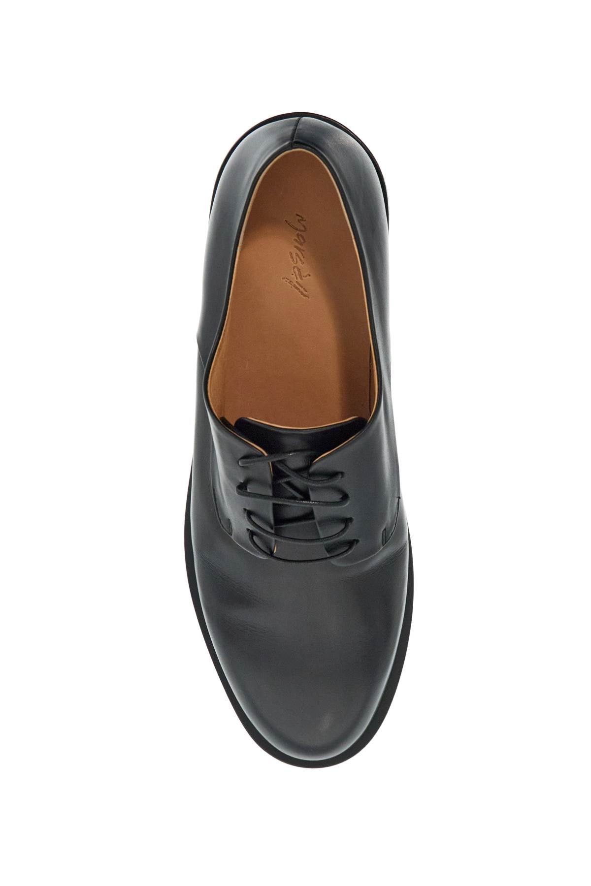 Marsell Black Calf Leather Derby Shoes With Glossy Finish