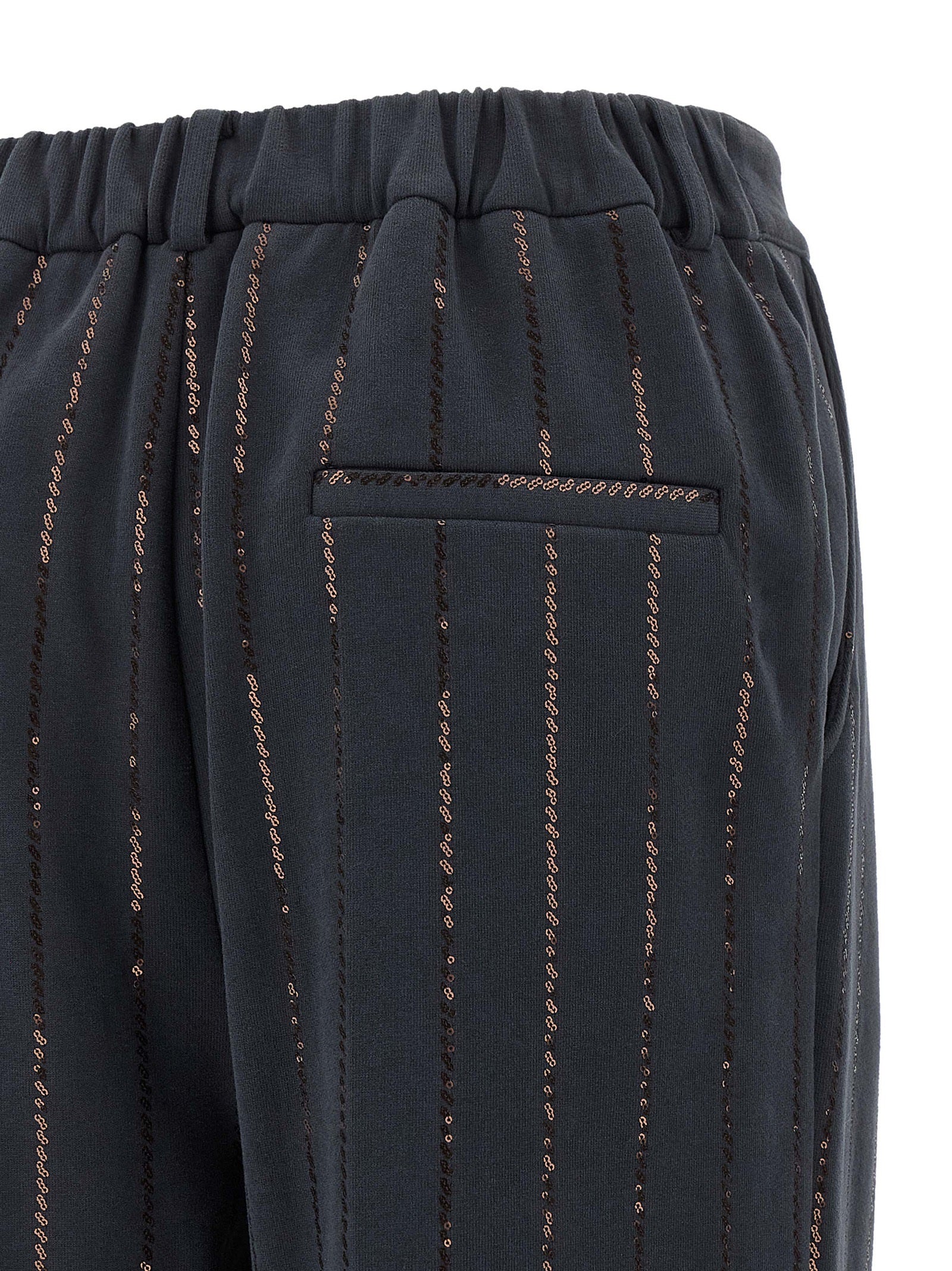 Brunello Cucinelli 'Dazzling Chalk Stripe Embroidery' Joggers