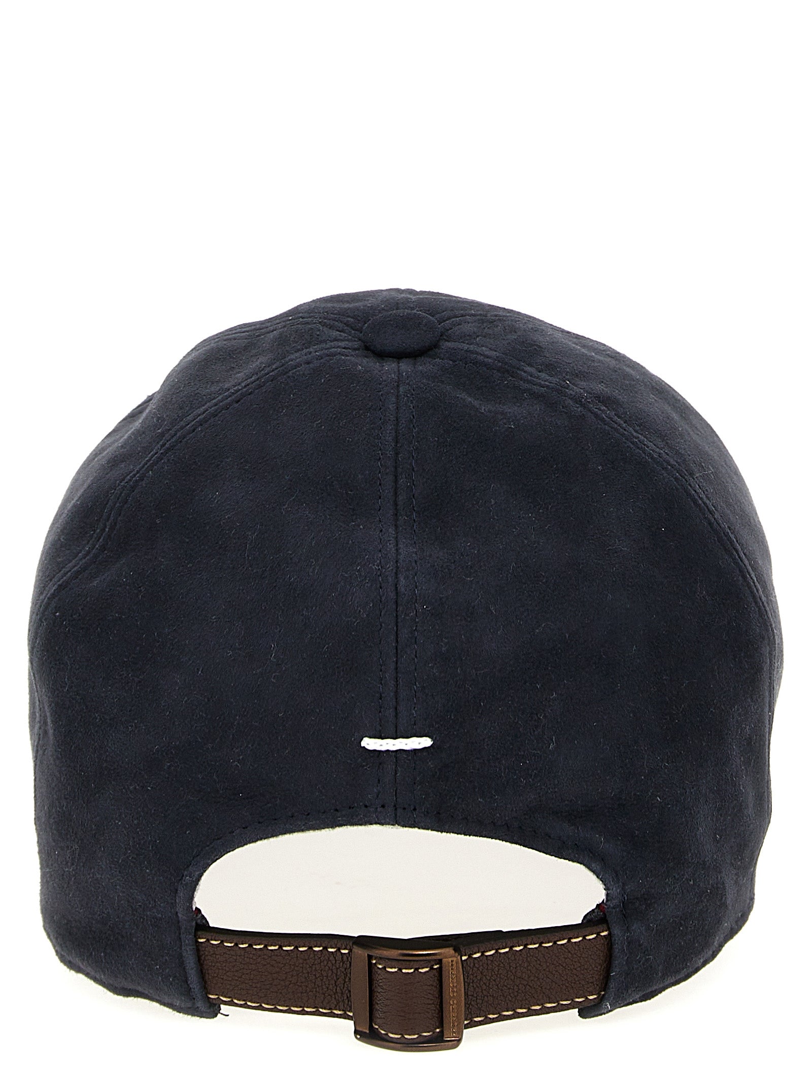 Brunello Cucinelli Suede Cap With Logo Embroidery