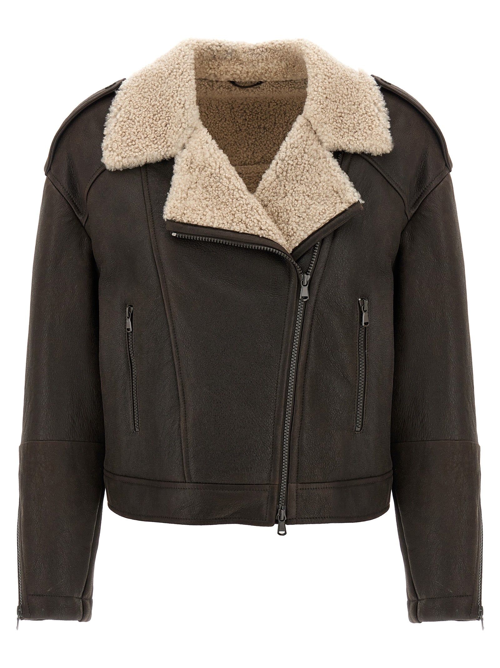 Brunello Cucinelli Shearling Leather Jacket