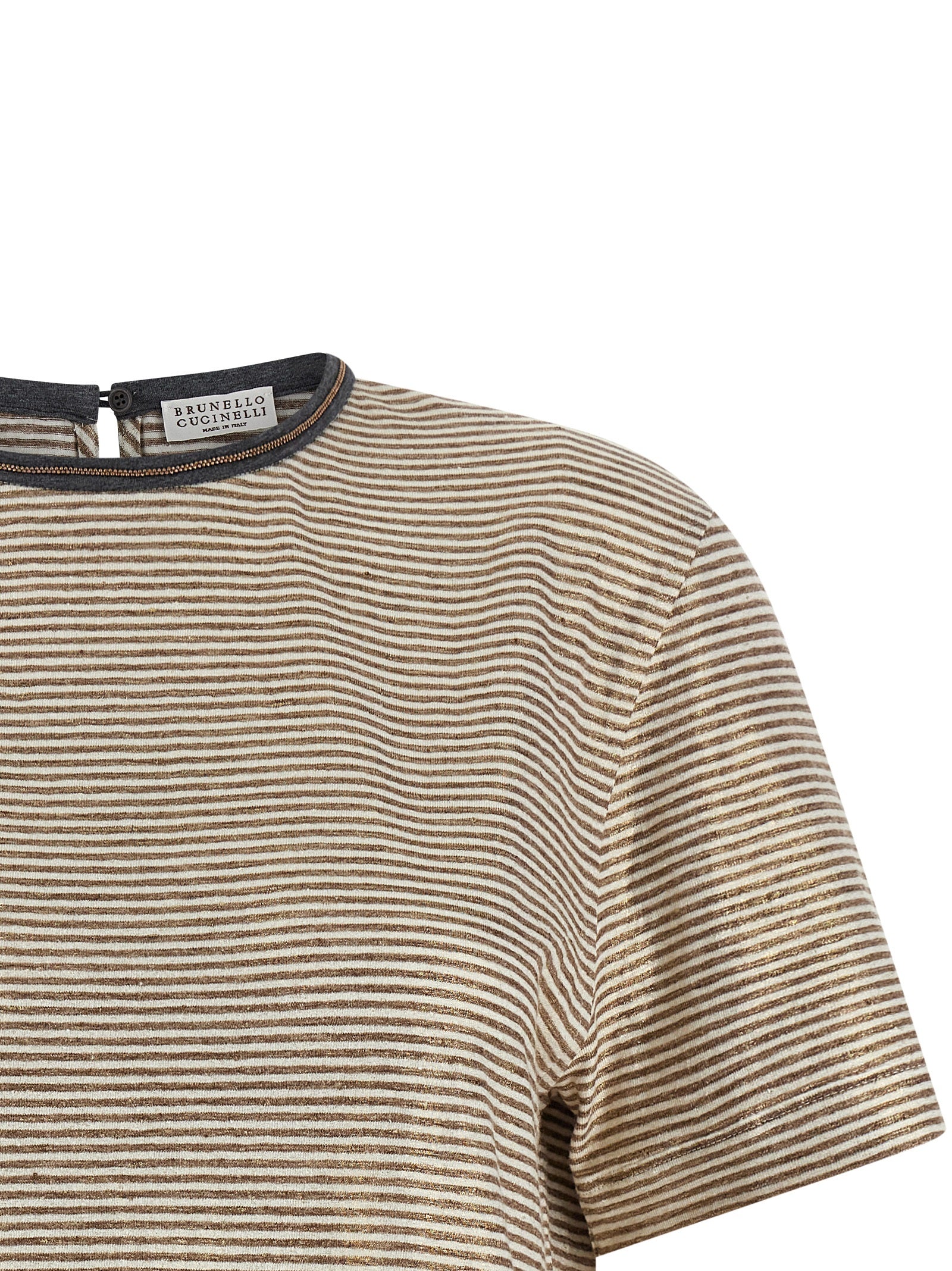 Brunello Cucinelli 'Shiny Collar Detail' T-Shirt