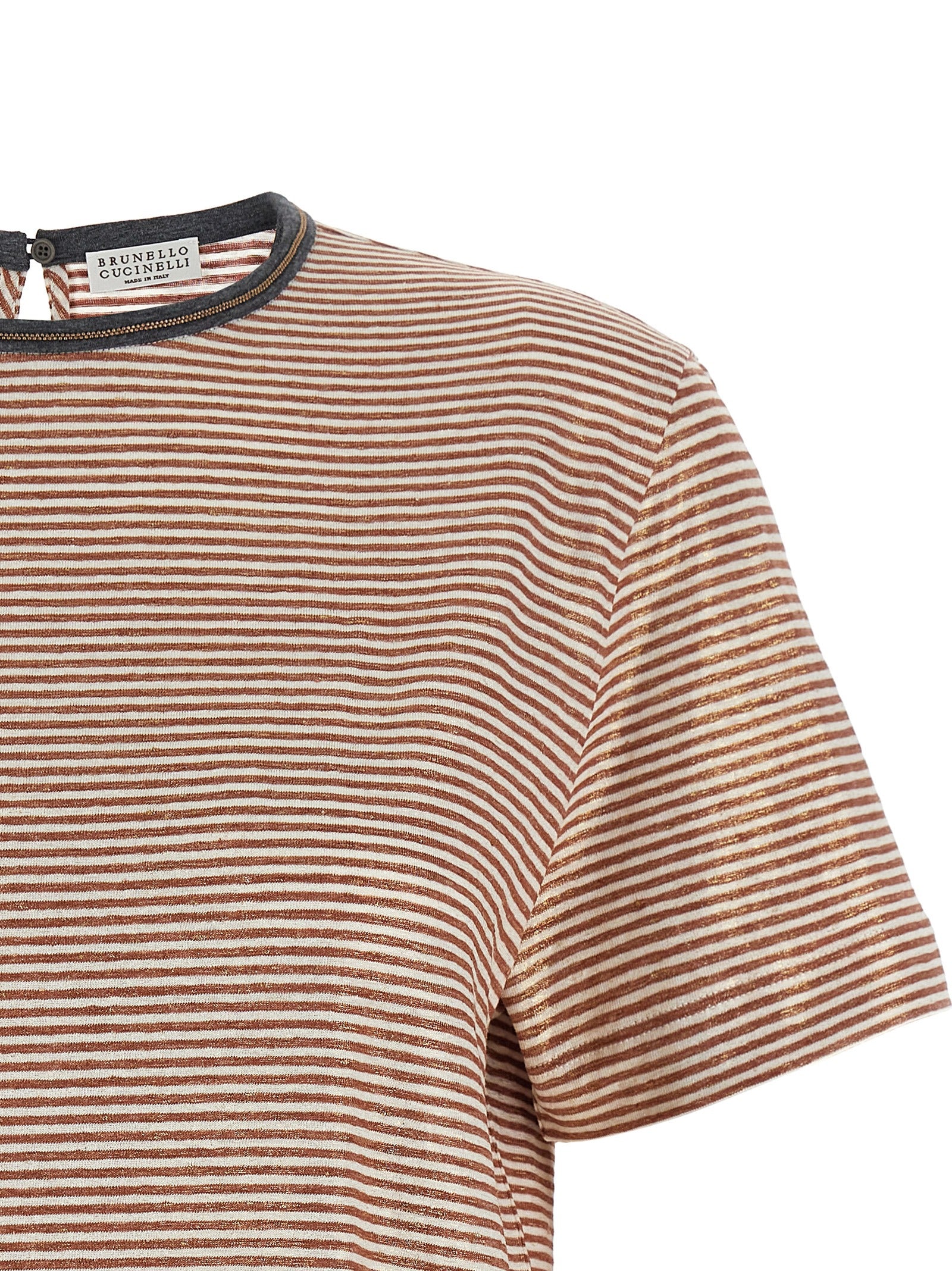 Brunello Cucinelli 'Shiny Collar Detail' T-Shirt
