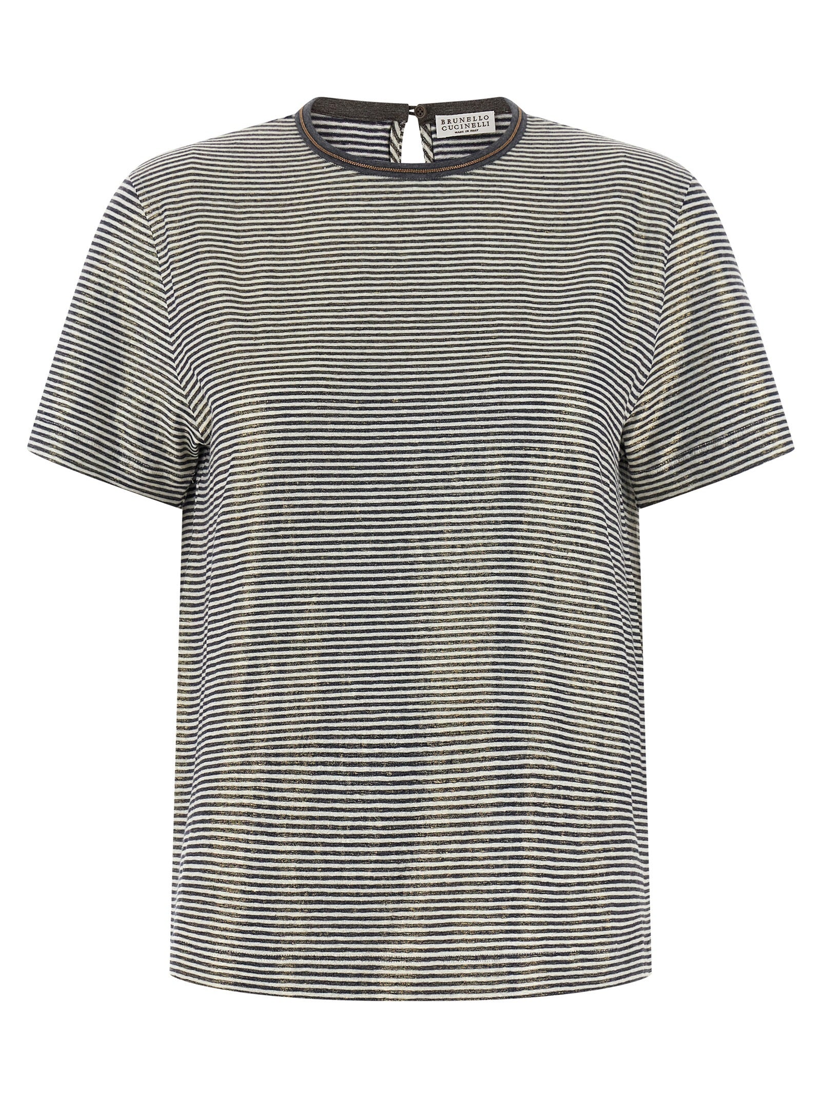 Brunello Cucinelli 'Shiny Collar Detail' T-Shirt