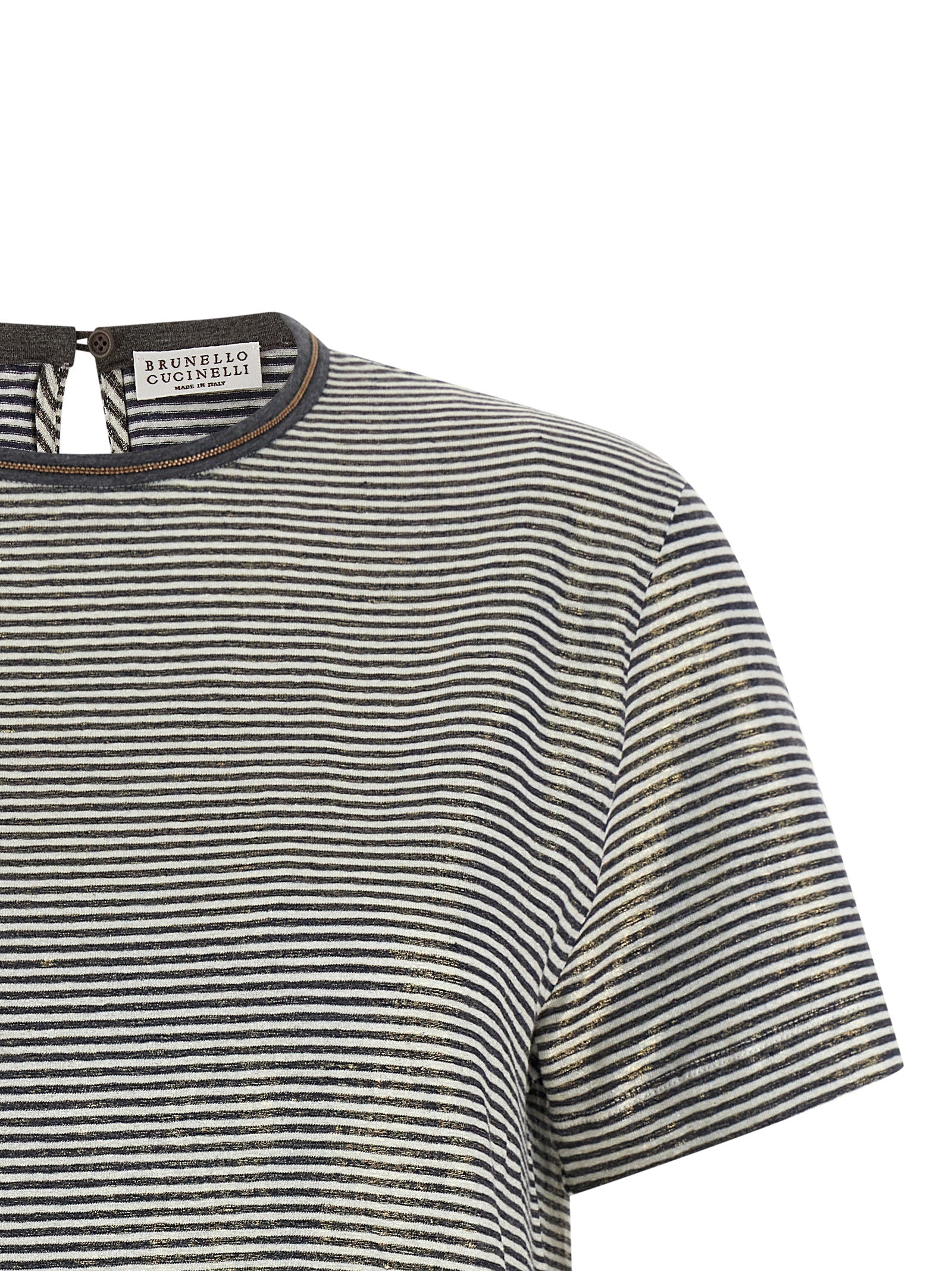 Brunello Cucinelli 'Shiny Collar Detail' T-Shirt