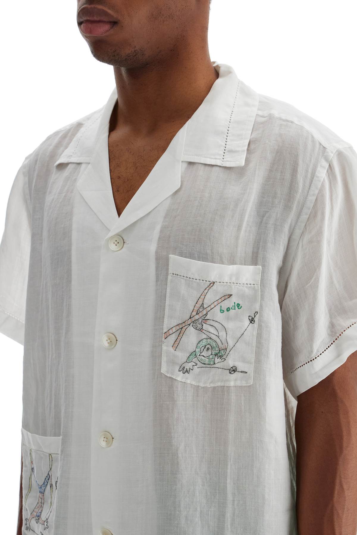 Bode Embroidered Linen Shirt