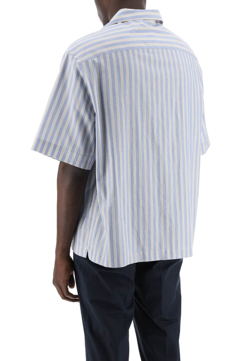 Etro Pegasus Striped Bowling Shirt White