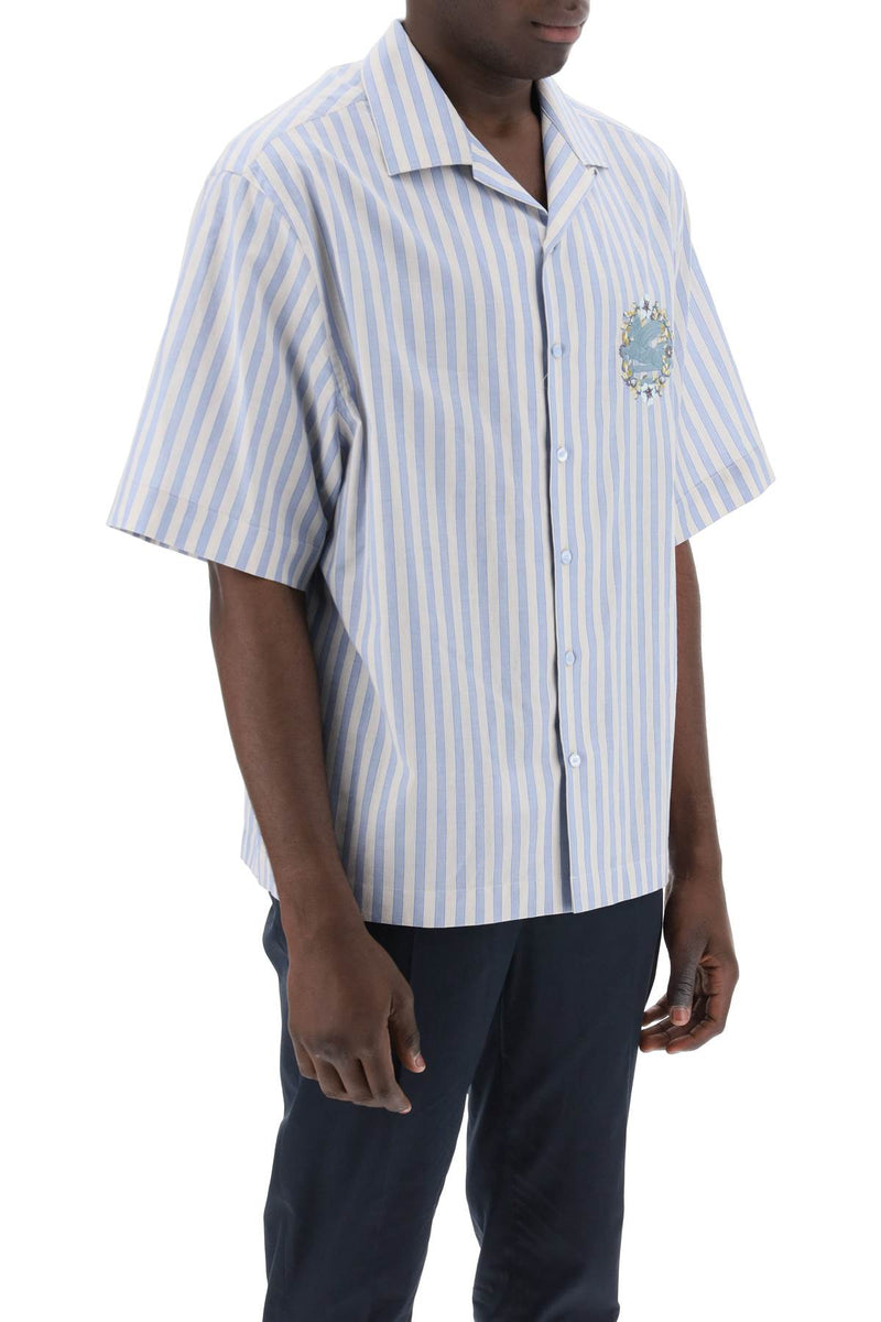 Etro Pegasus Striped Bowling Shirt White