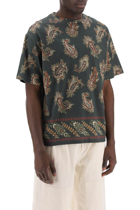 Etro T-Shirt Girocollo Con Stampa Paisley Blue