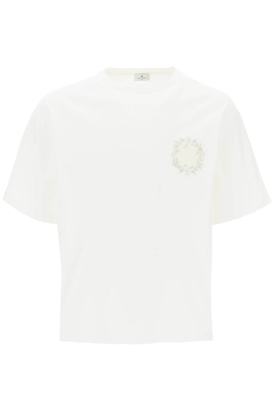 Etro Floral Pegasus Embroidered T-Shirt White