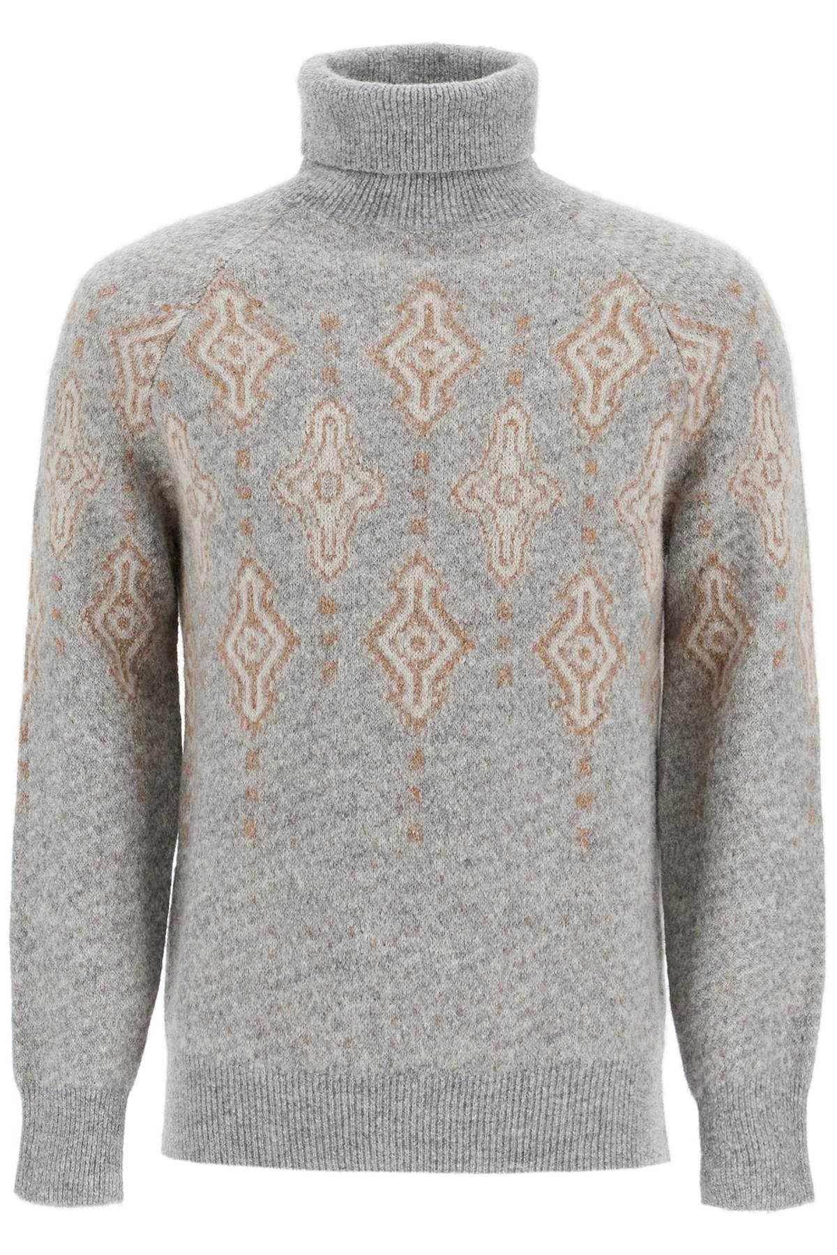 Brunello Cucinelli Geometric Jacquard Turtleneck Sweater