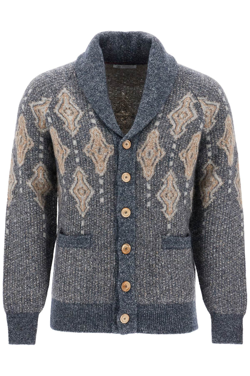 Brunello Cucinelli Geometric Jacquard Pattern Blue