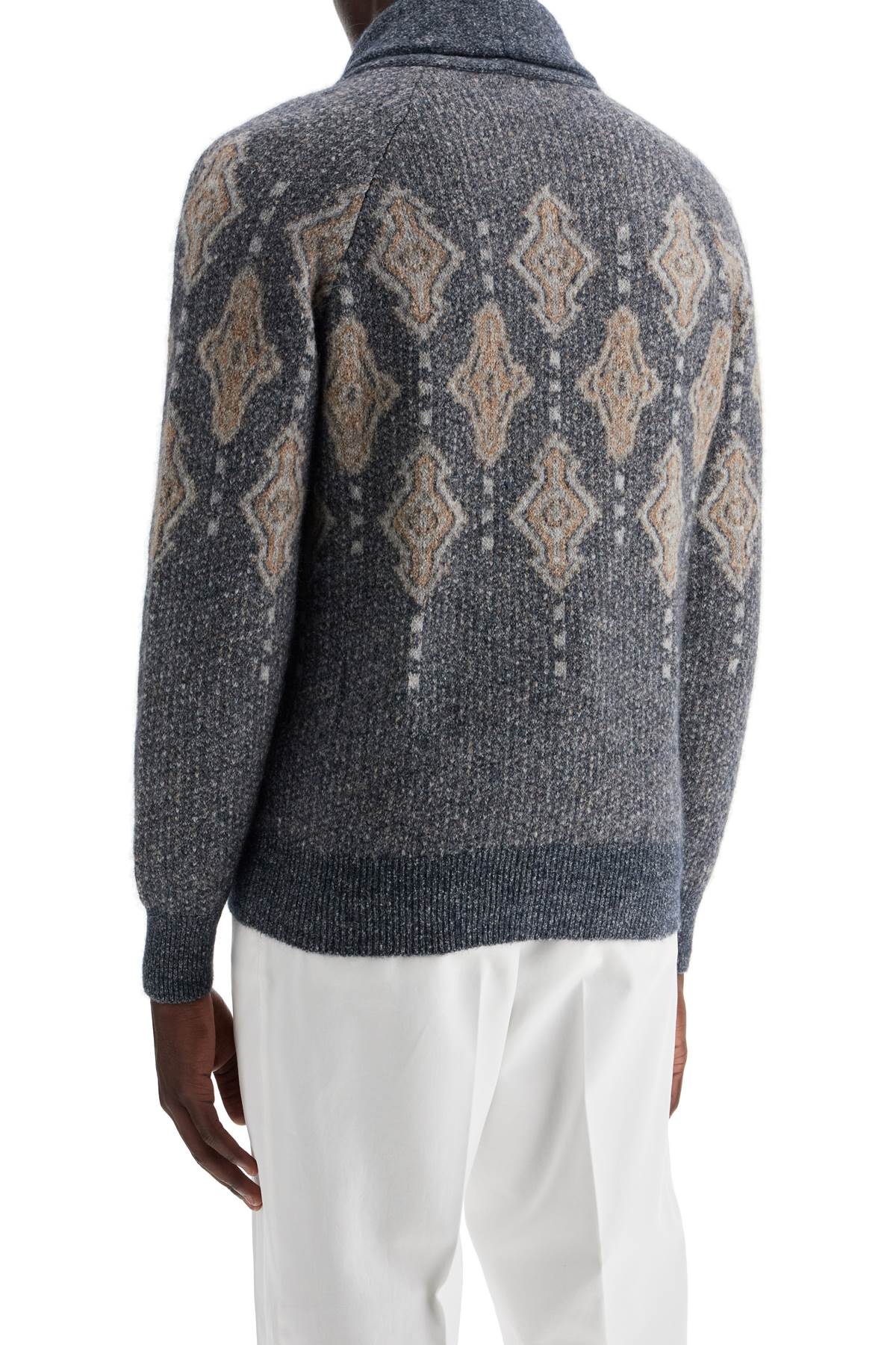 Brunello Cucinelli Geometric Jacquard Pattern Blue