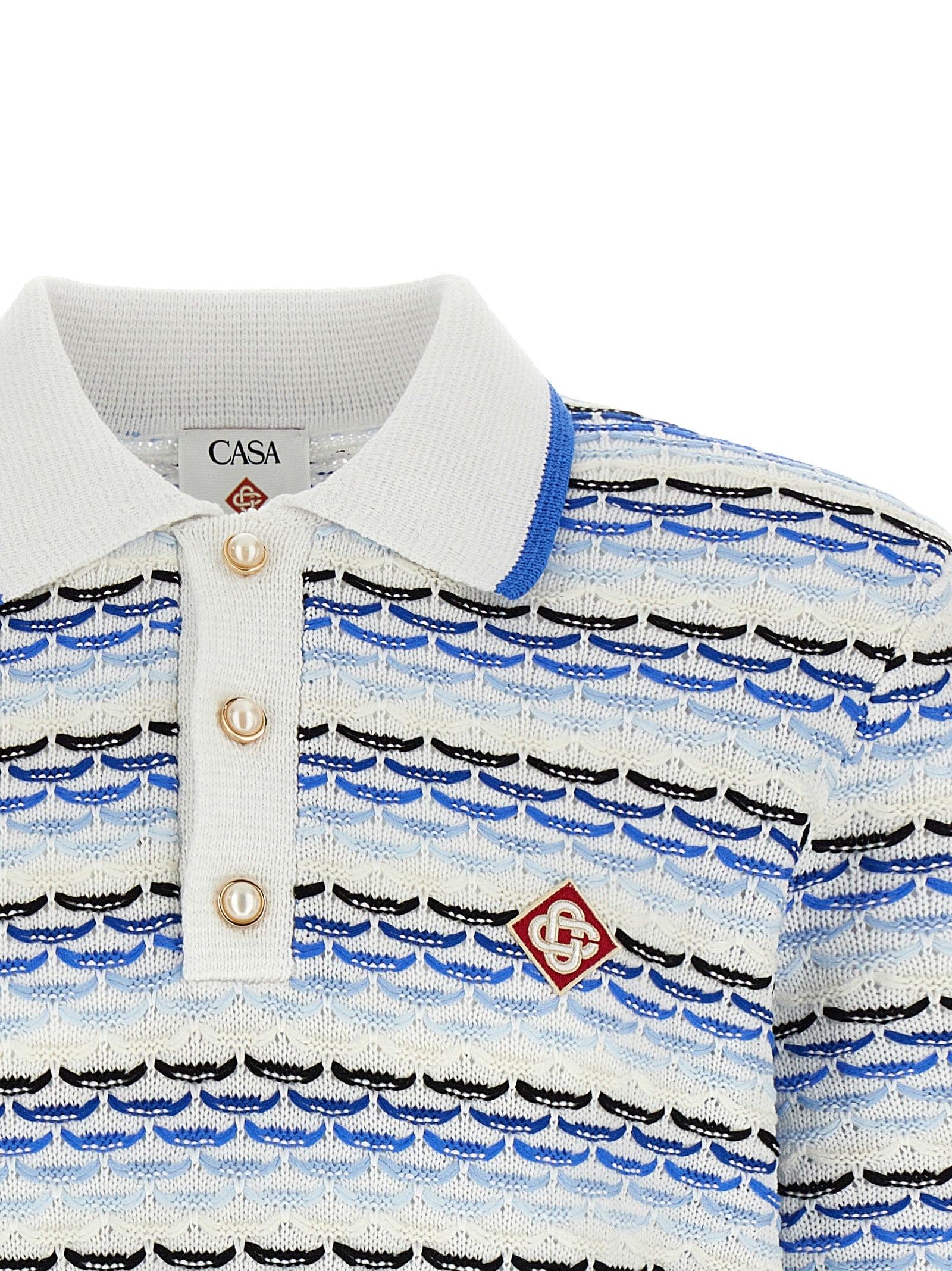 Casablanca 'Tuck Stitch Long Sleeve' Polo Shirt