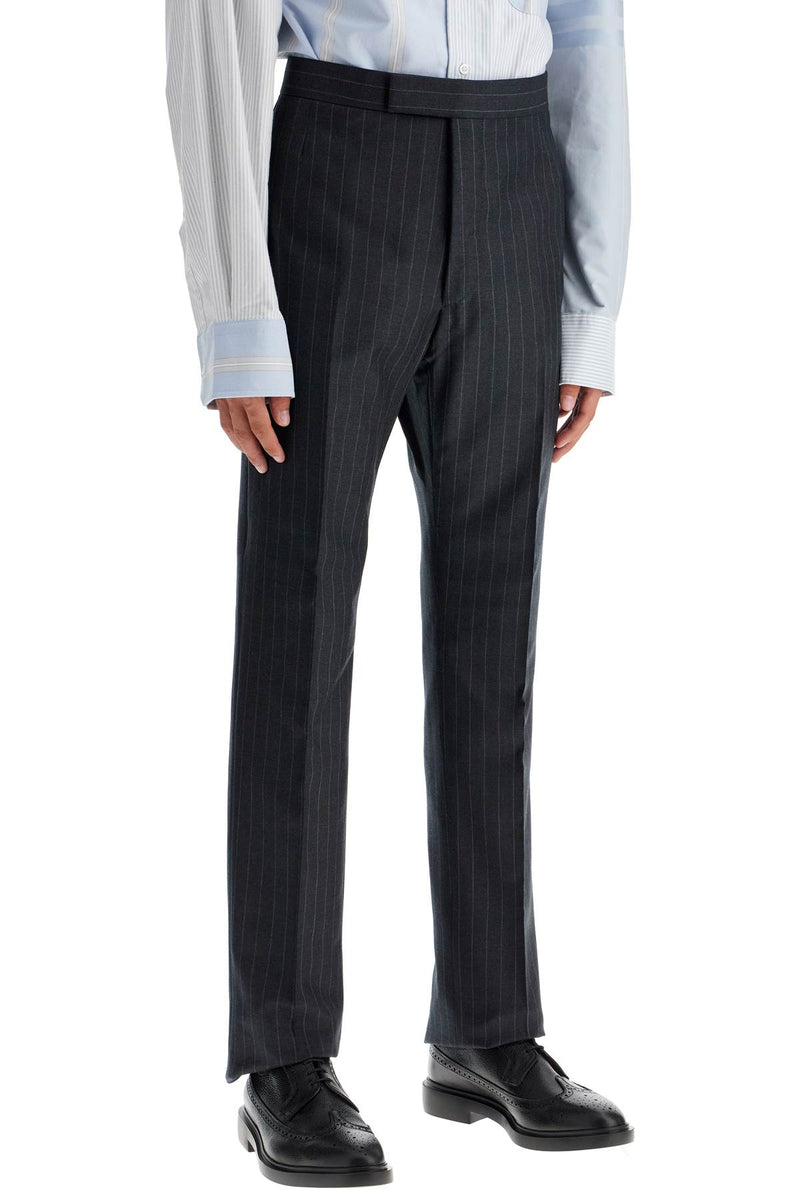 Thom Browne Striped Wool Trousers Grey