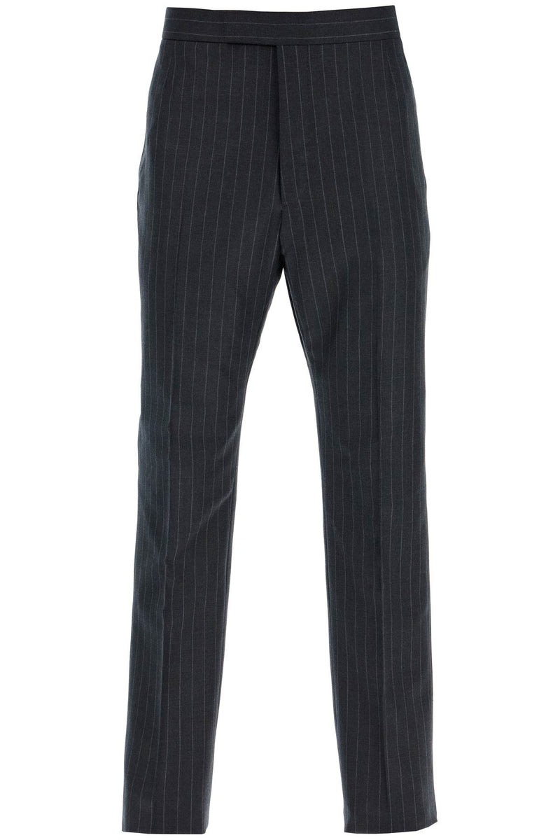 Thom Browne Striped Wool Trousers Grey