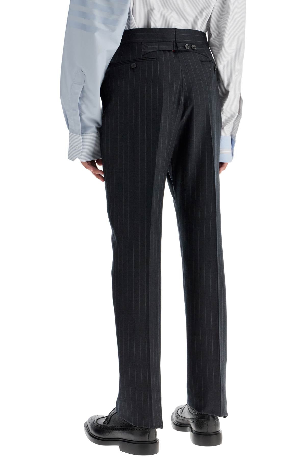 Thom Browne Striped Wool Trousers Grey