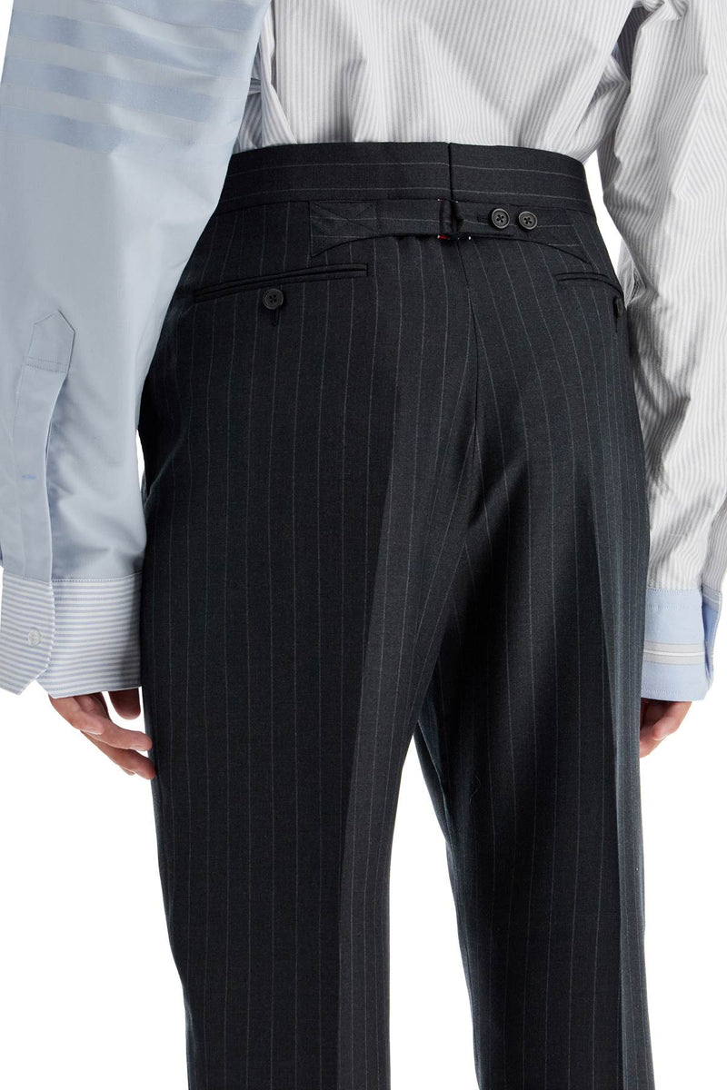 Thom Browne Striped Wool Trousers Grey