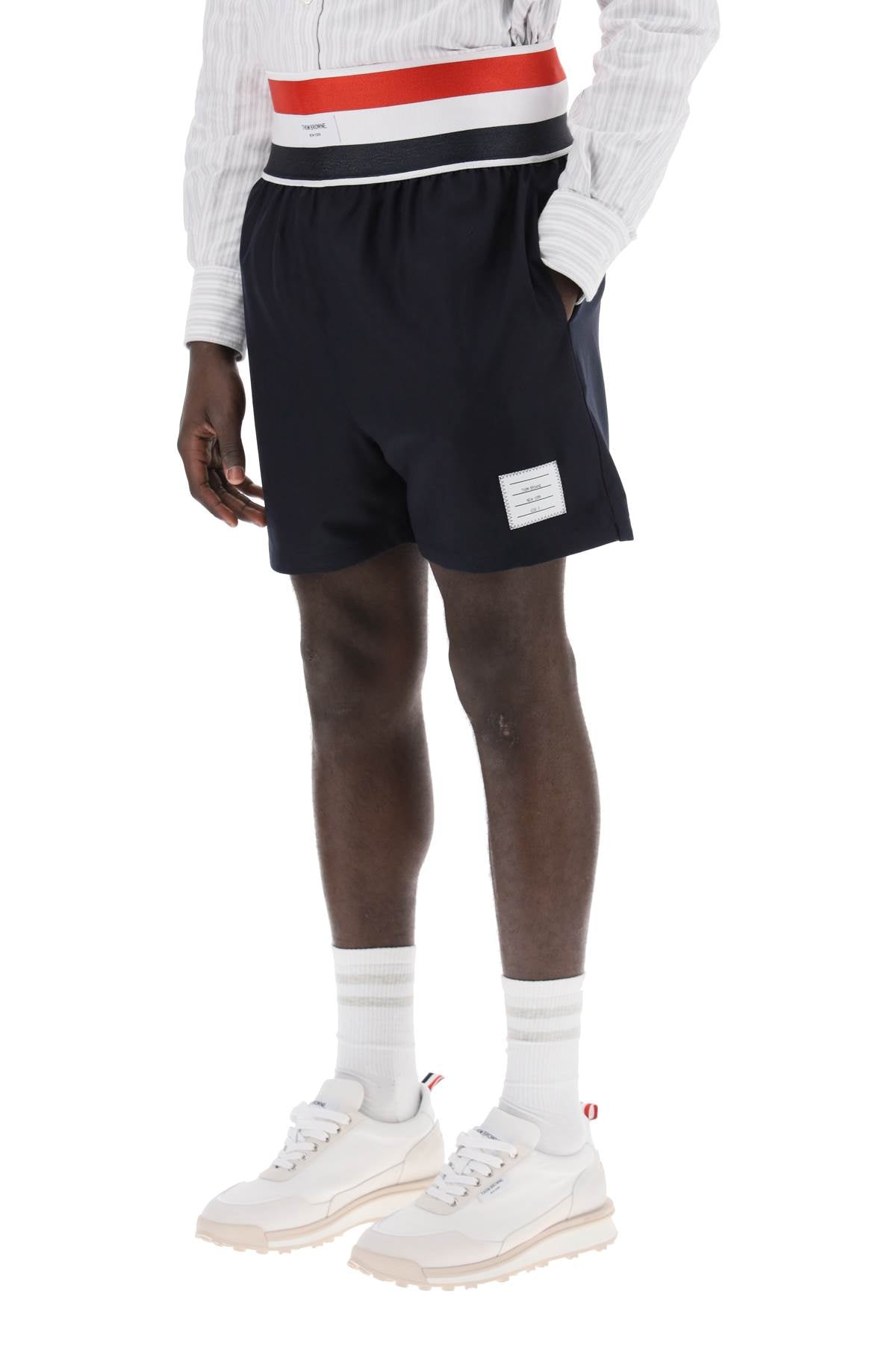 Thom Browne Elastic Waistband Bermuda Shorts In