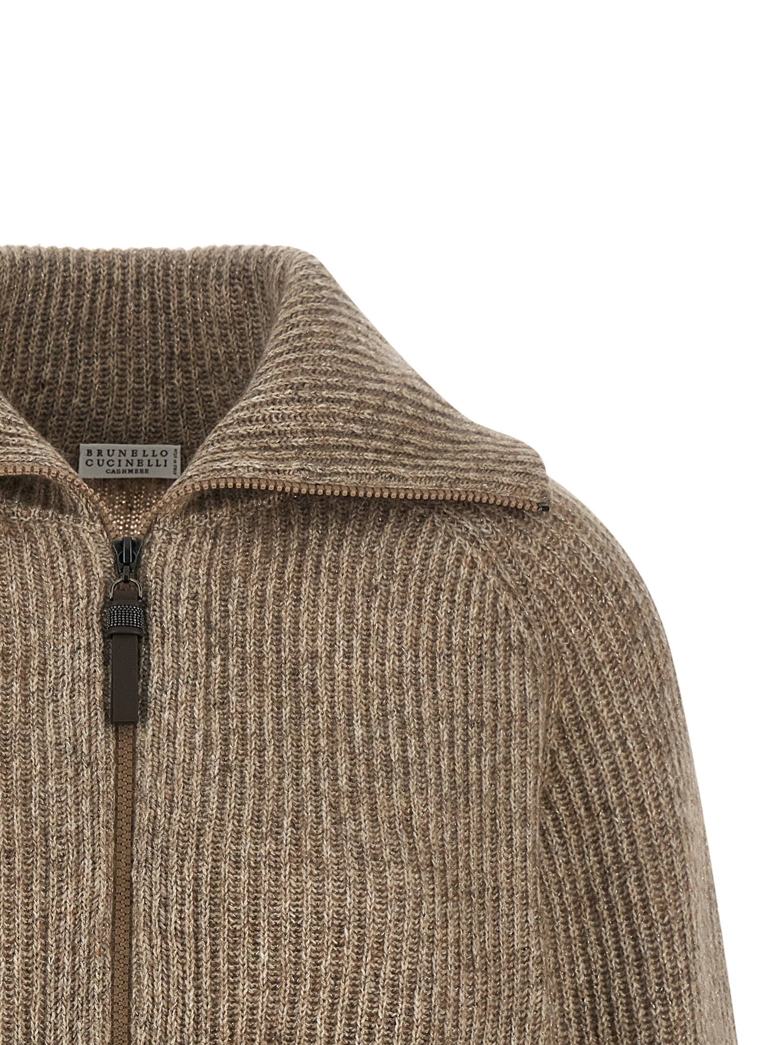 Brunello Cucinelli 'Shiny Zipper Pull' Cardigan