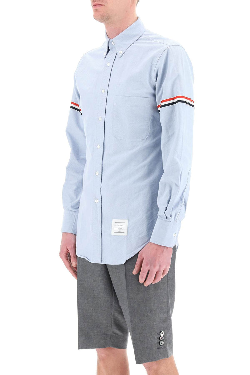 Thom Browne Oxford Button-Down Shirt With Rwb Armbands Blue