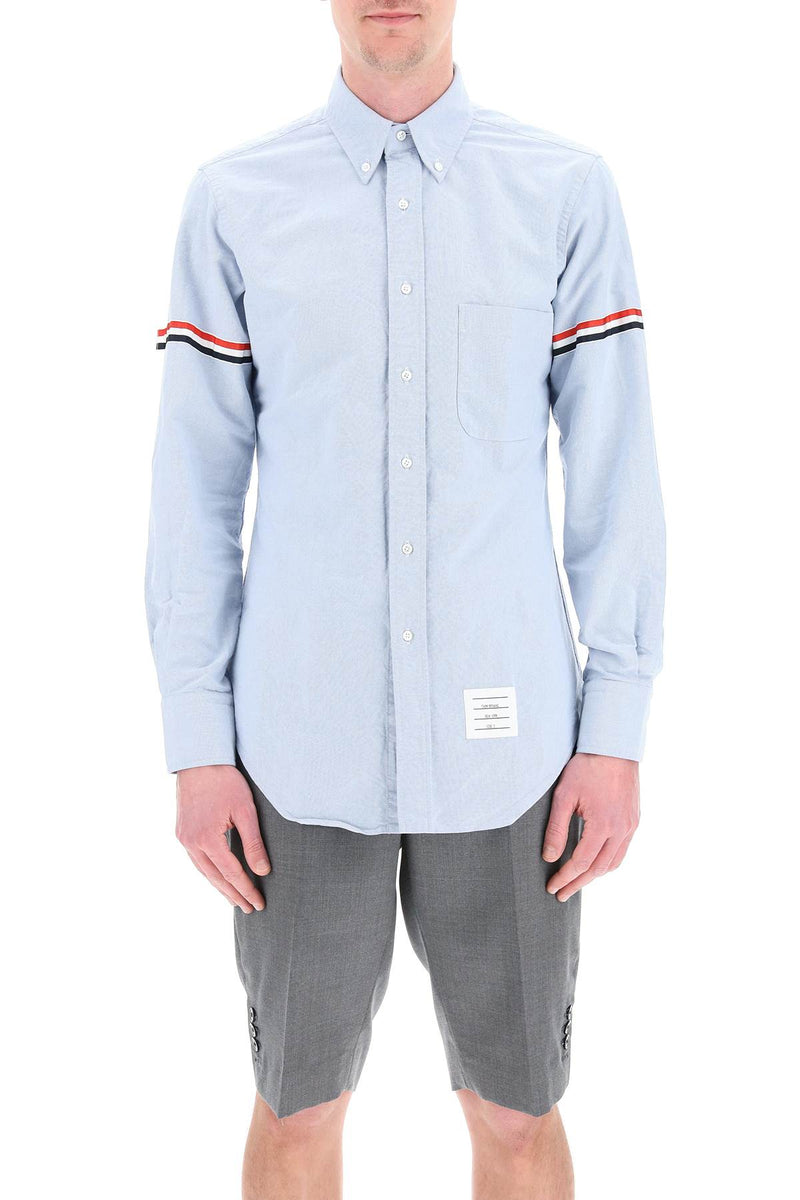 Thom Browne Oxford Button-Down Shirt With Rwb Armbands Blue