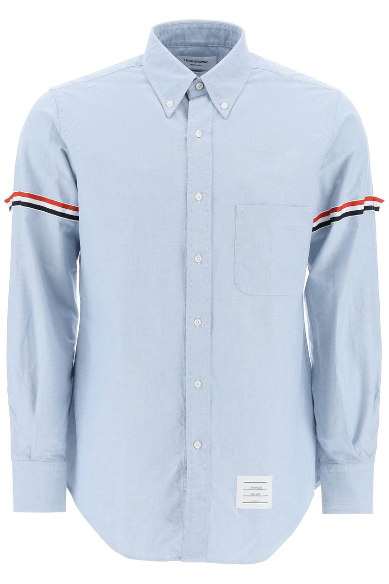 Thom Browne Oxford Button-Down Shirt With Rwb Armbands Blue