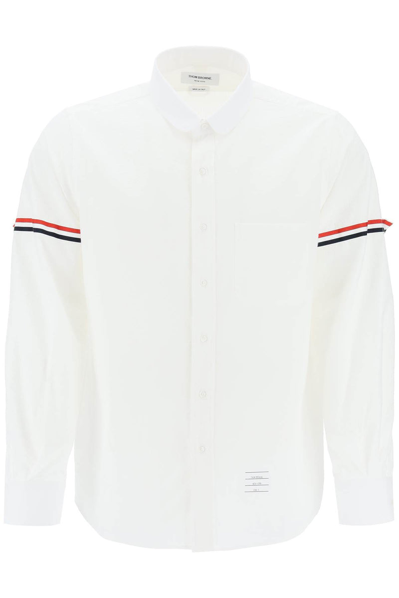 Thom Browne Seersucker Shirt With Rounded Collar White