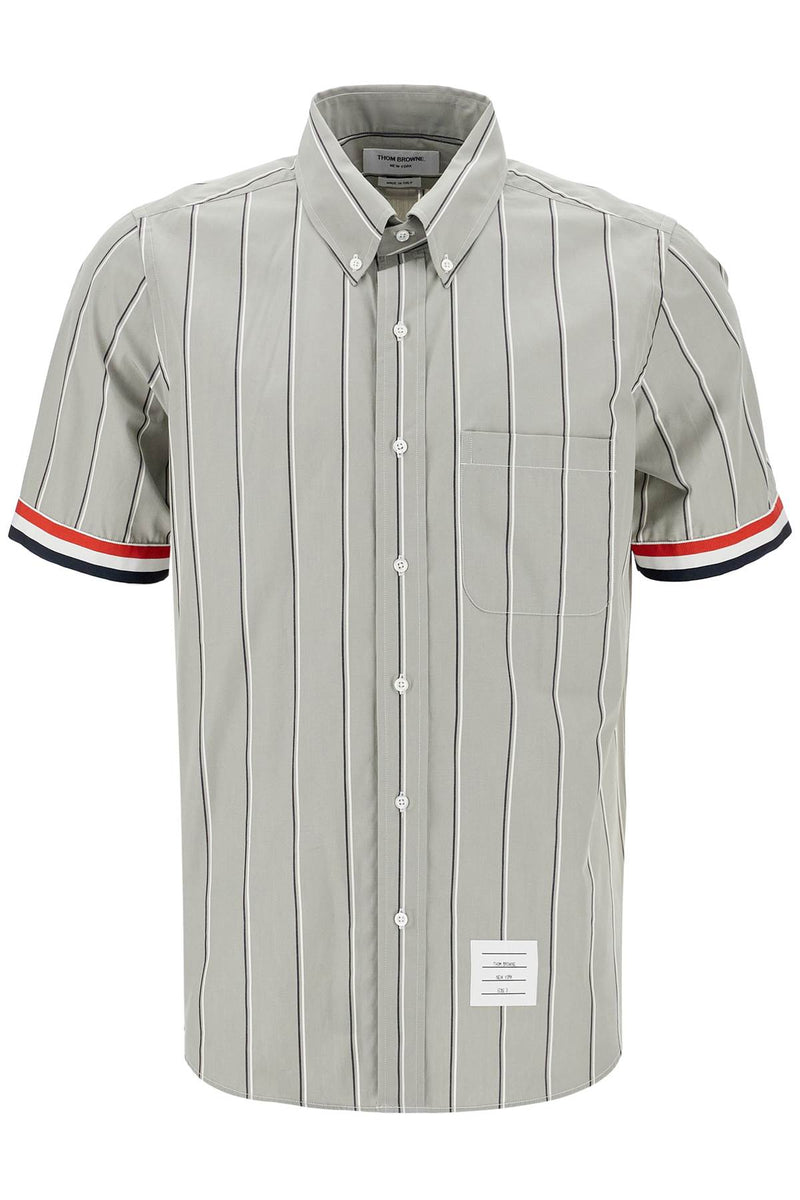 Thom Browne Striped Short-Sleeved Shirt Grey