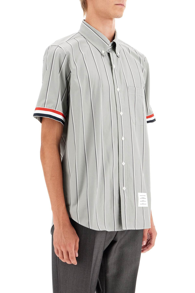 Thom Browne Striped Short-Sleeved Shirt Grey