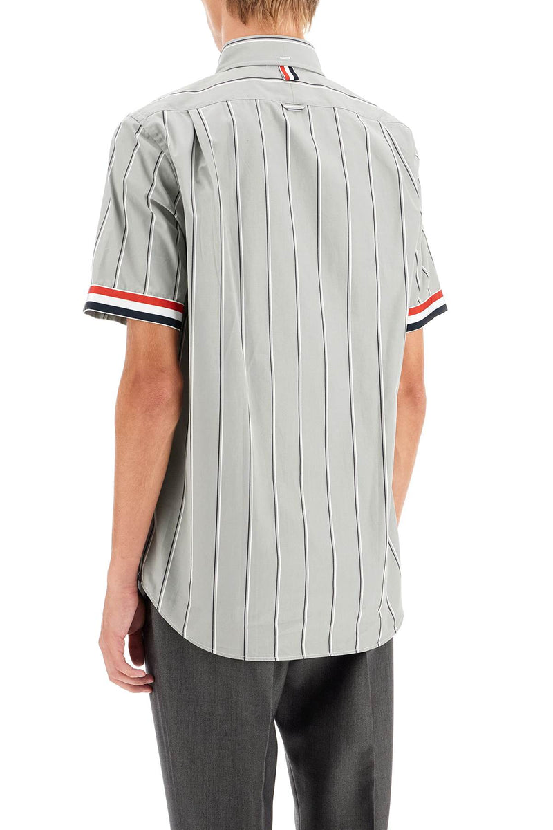 Thom Browne Striped Short-Sleeved Shirt Grey