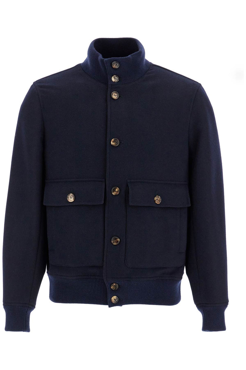 Brunello Cucinelli Beaver Bomber Jacket In Italian Blue