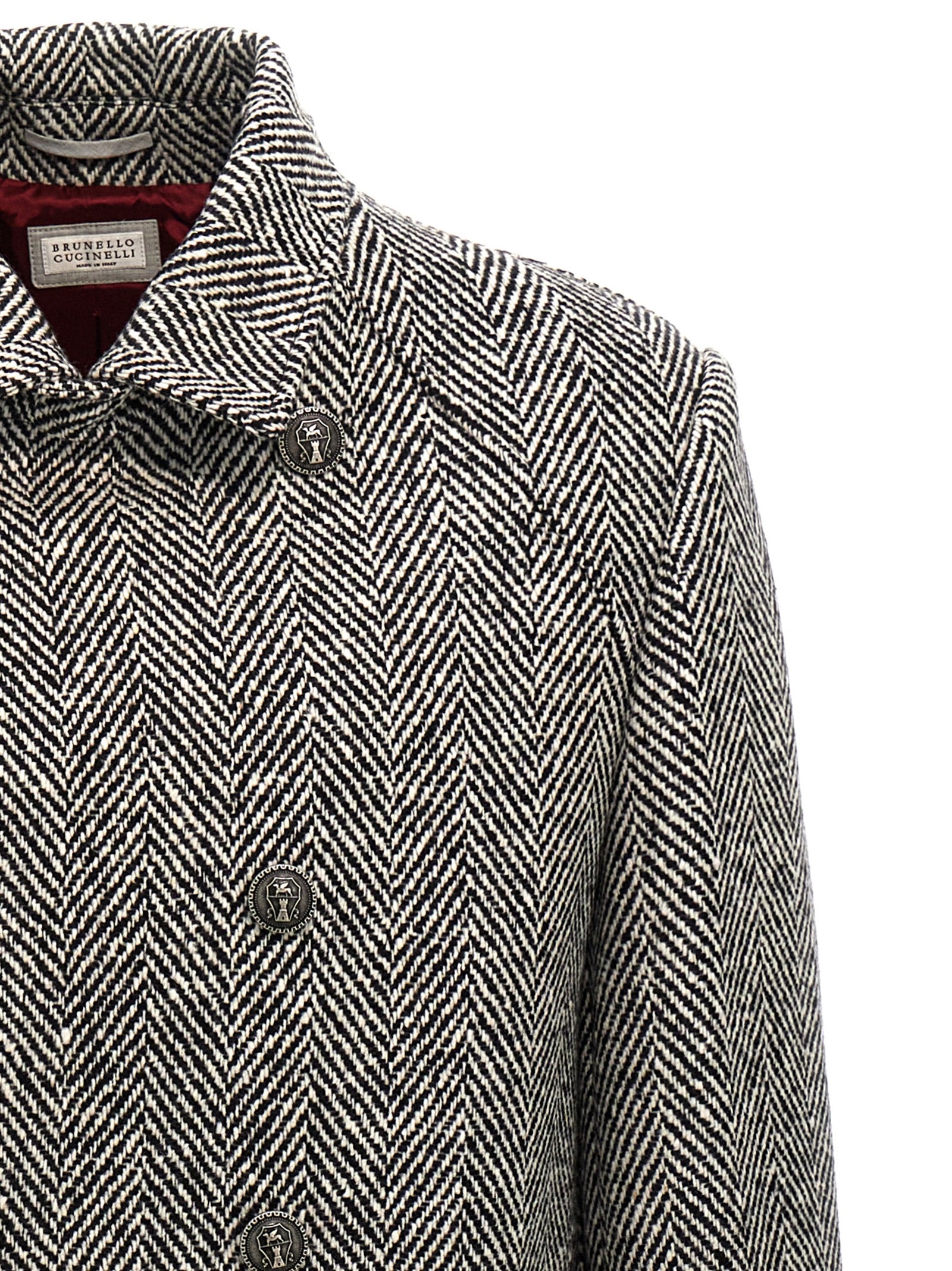 Brunello Cucinelli Chevron Double-Breasted Coat