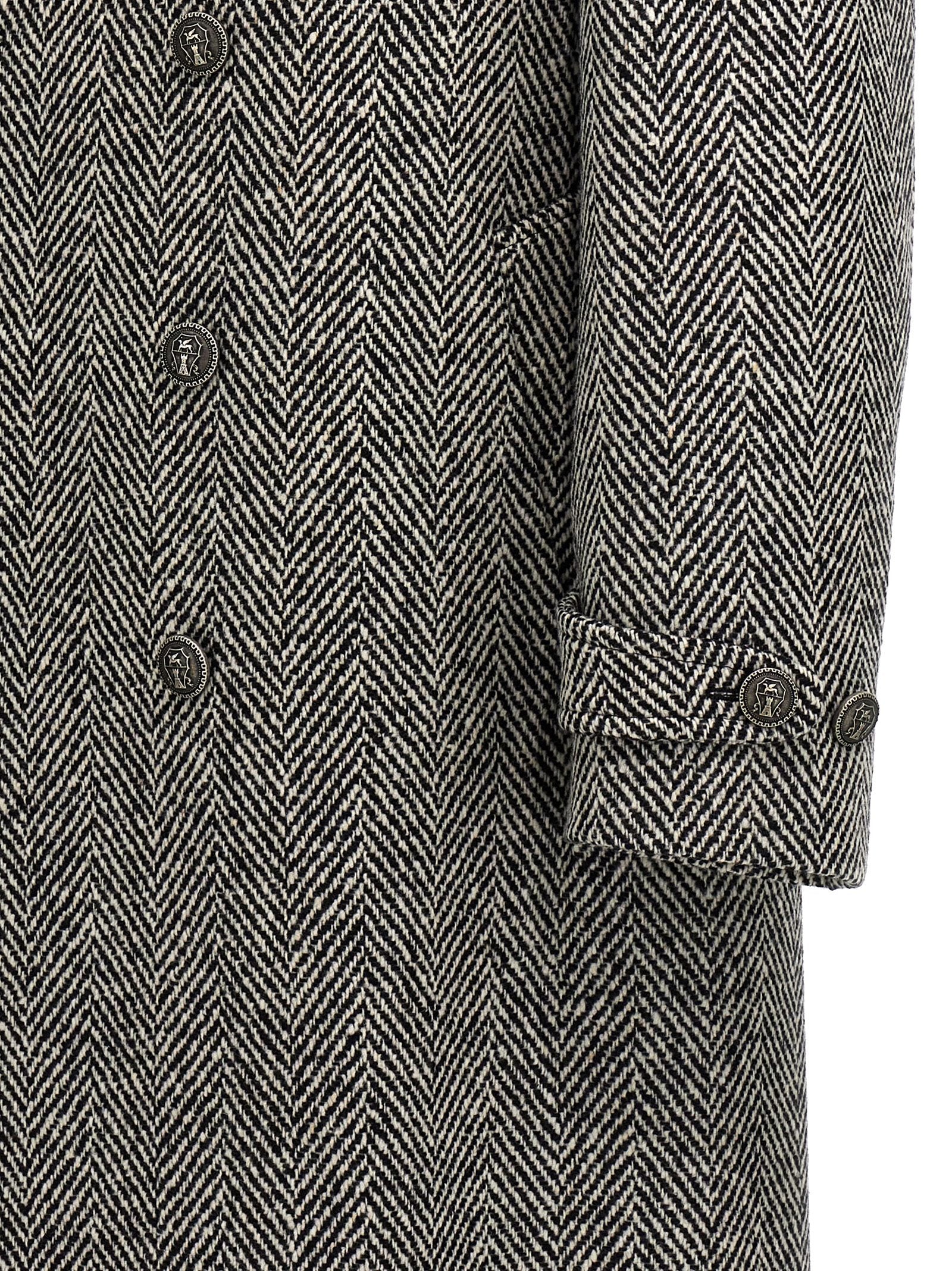 Brunello Cucinelli Chevron Double-Breasted Coat