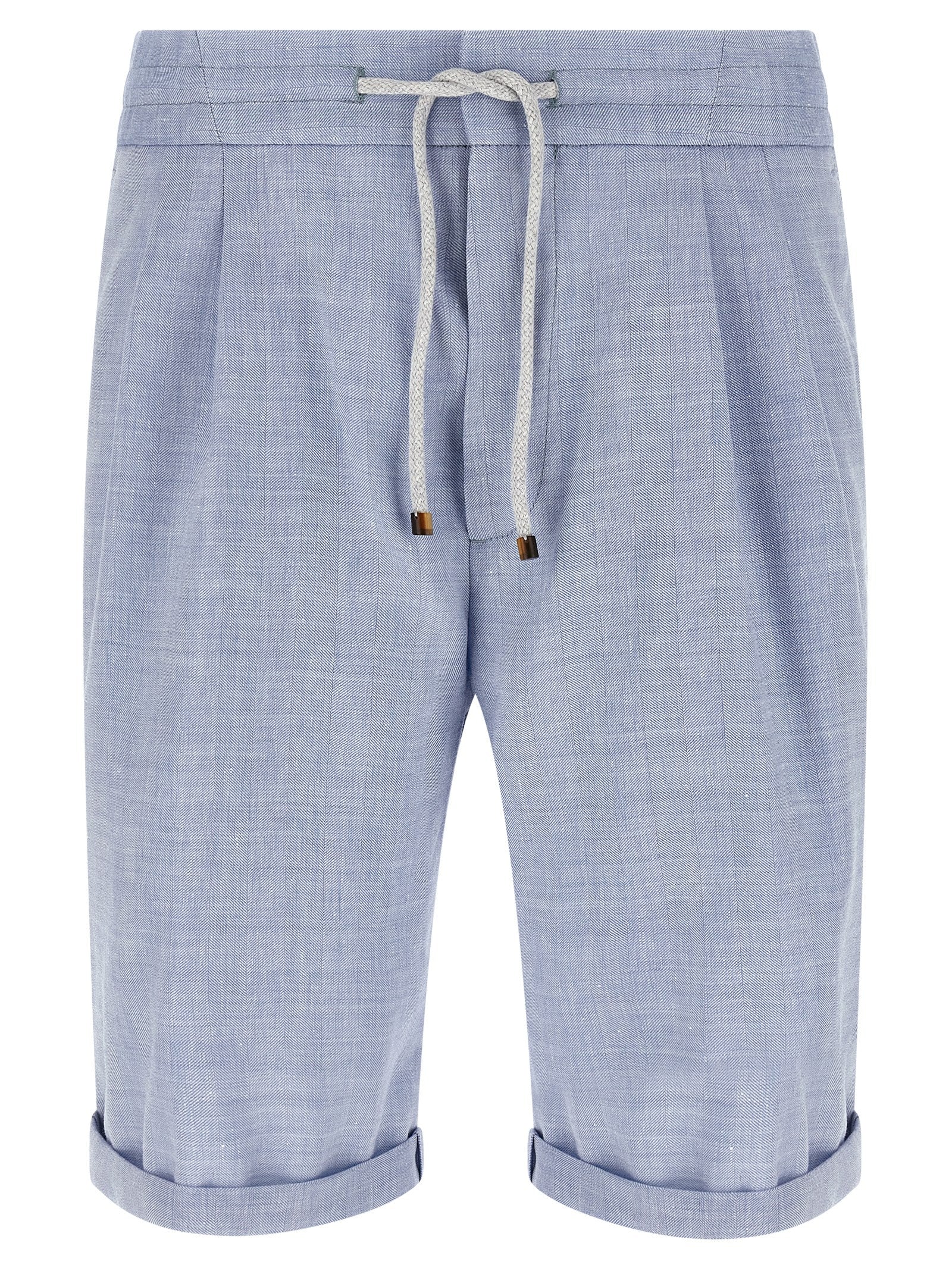 Brunello Cucinelli Linen And Wool Chevron Bermuda Shorts