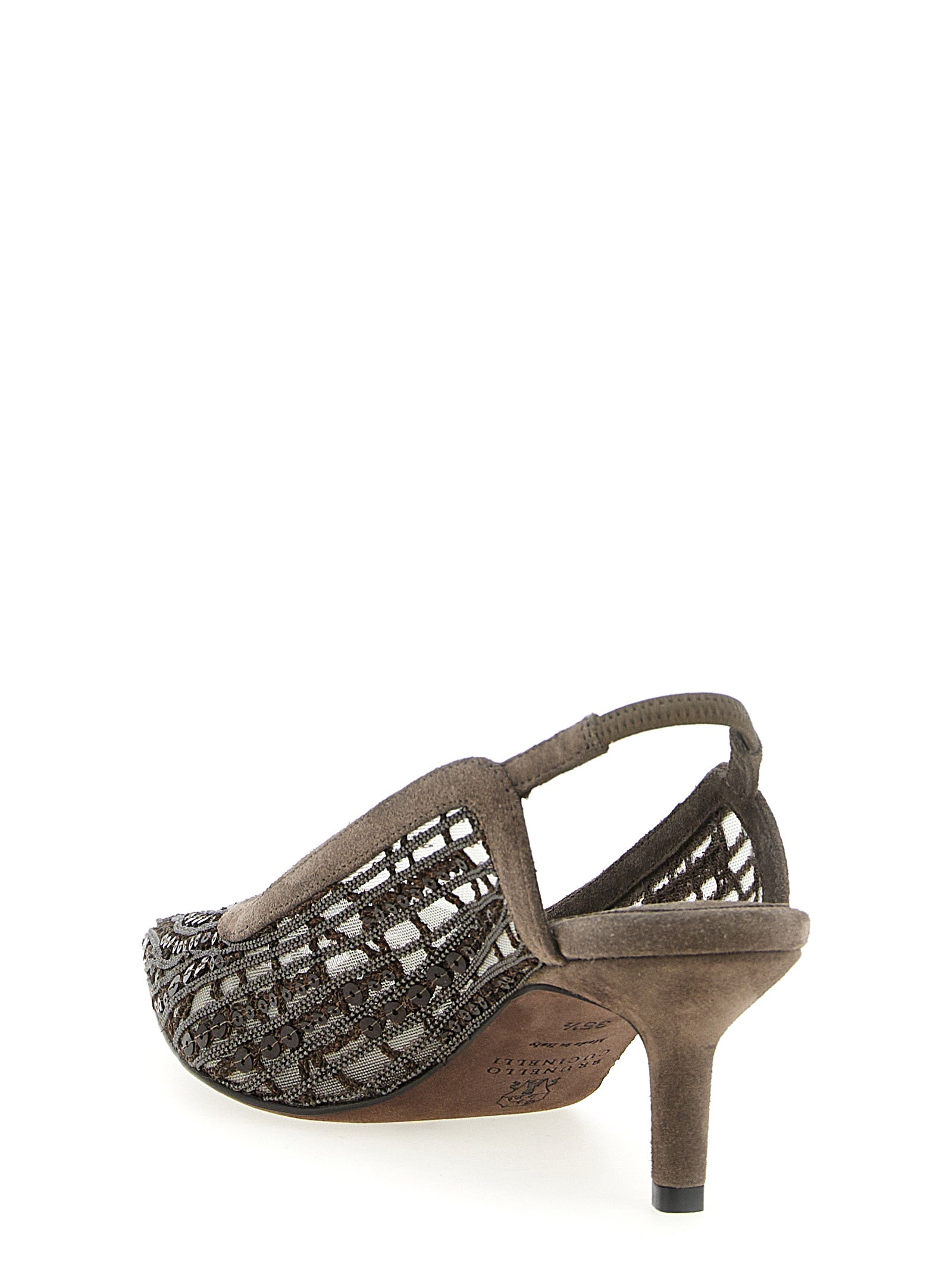 Brunello Cucinelli 'City Glistening Abstract Embroidery' Slingback