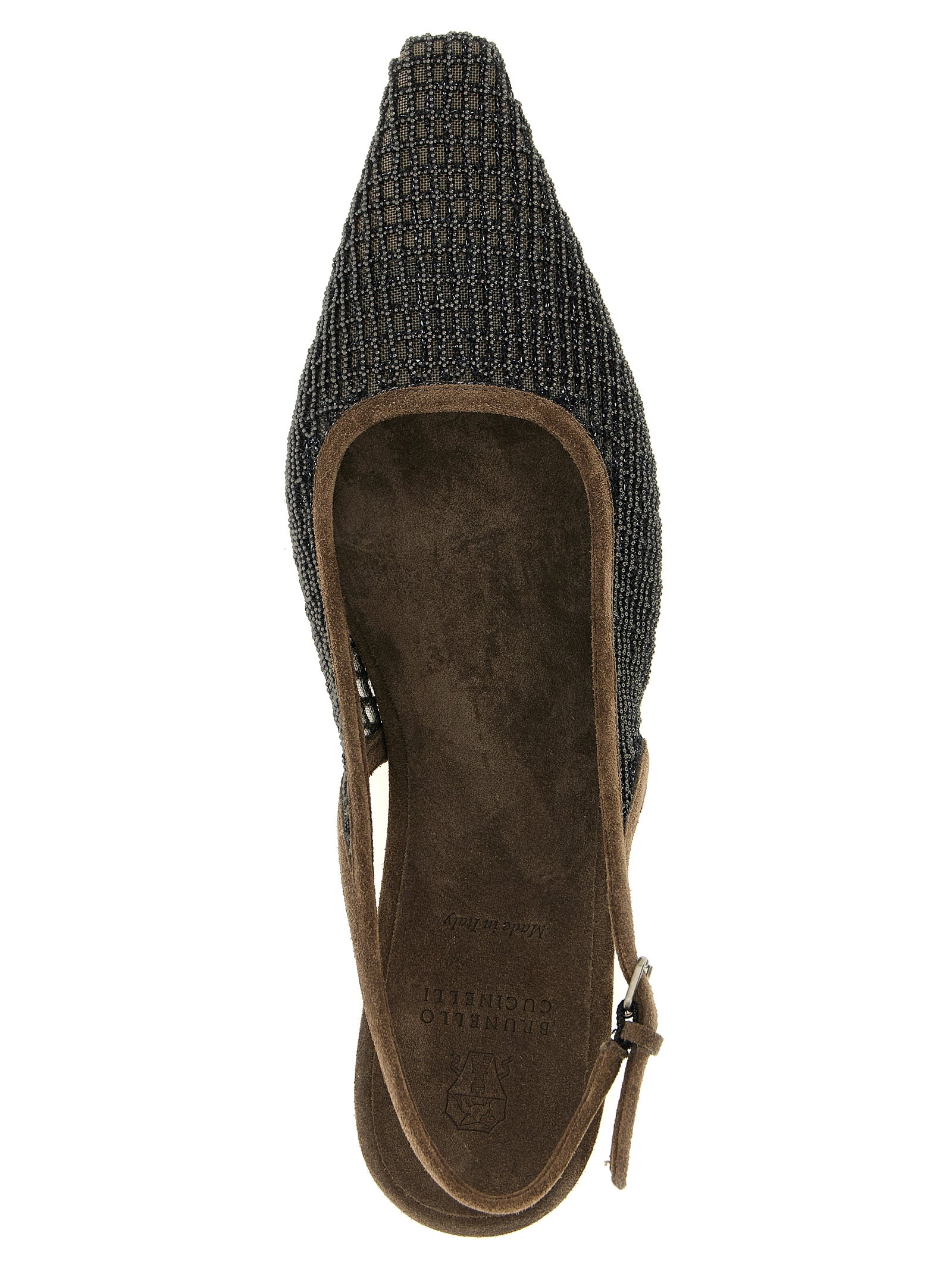 Brunello Cucinelli 'Precious Net Embroidery' Slingback