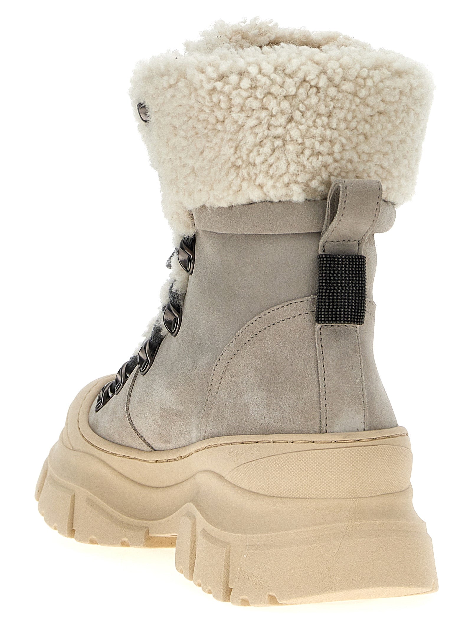 Brunello Cucinelli Shearling Suede Ankle Boots