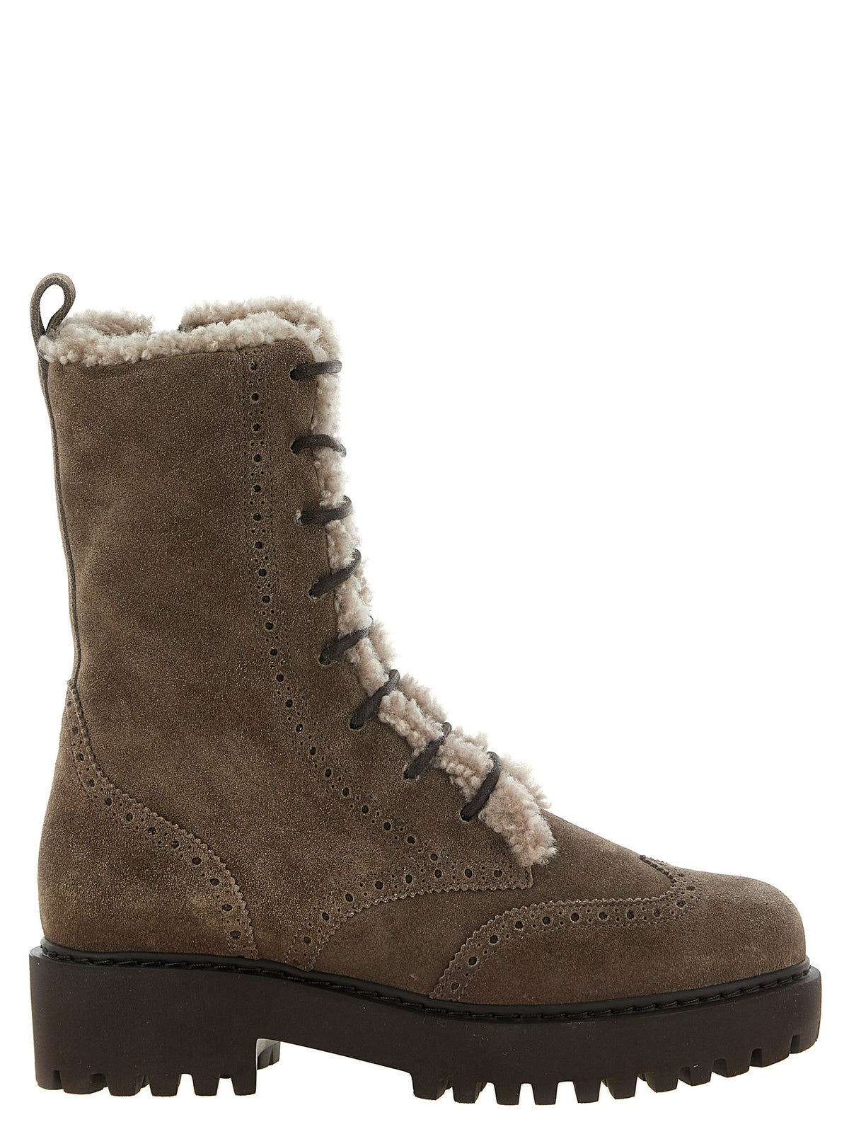 Brunello Cucinelli Suede And Brown Shearling Ankle Boots