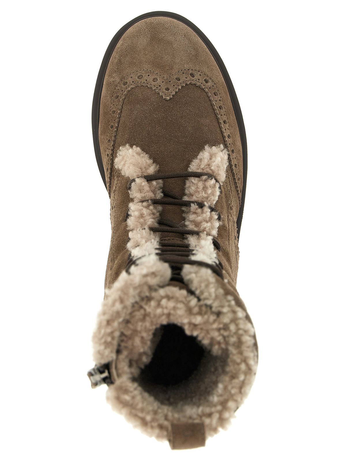 Brunello Cucinelli Suede And Brown Shearling Ankle Boots
