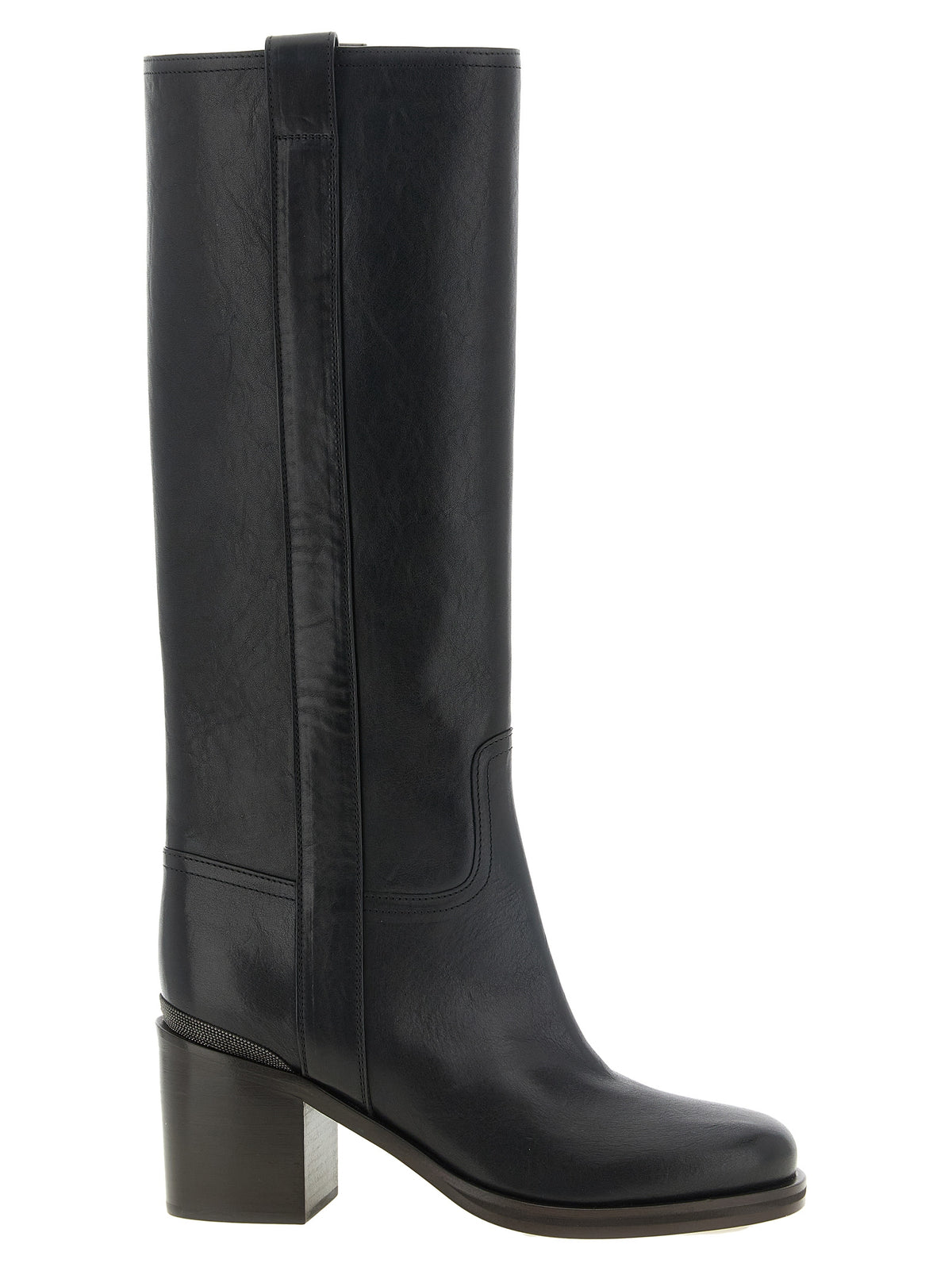 Brunello Cucinelli Black Riding Leather Boots