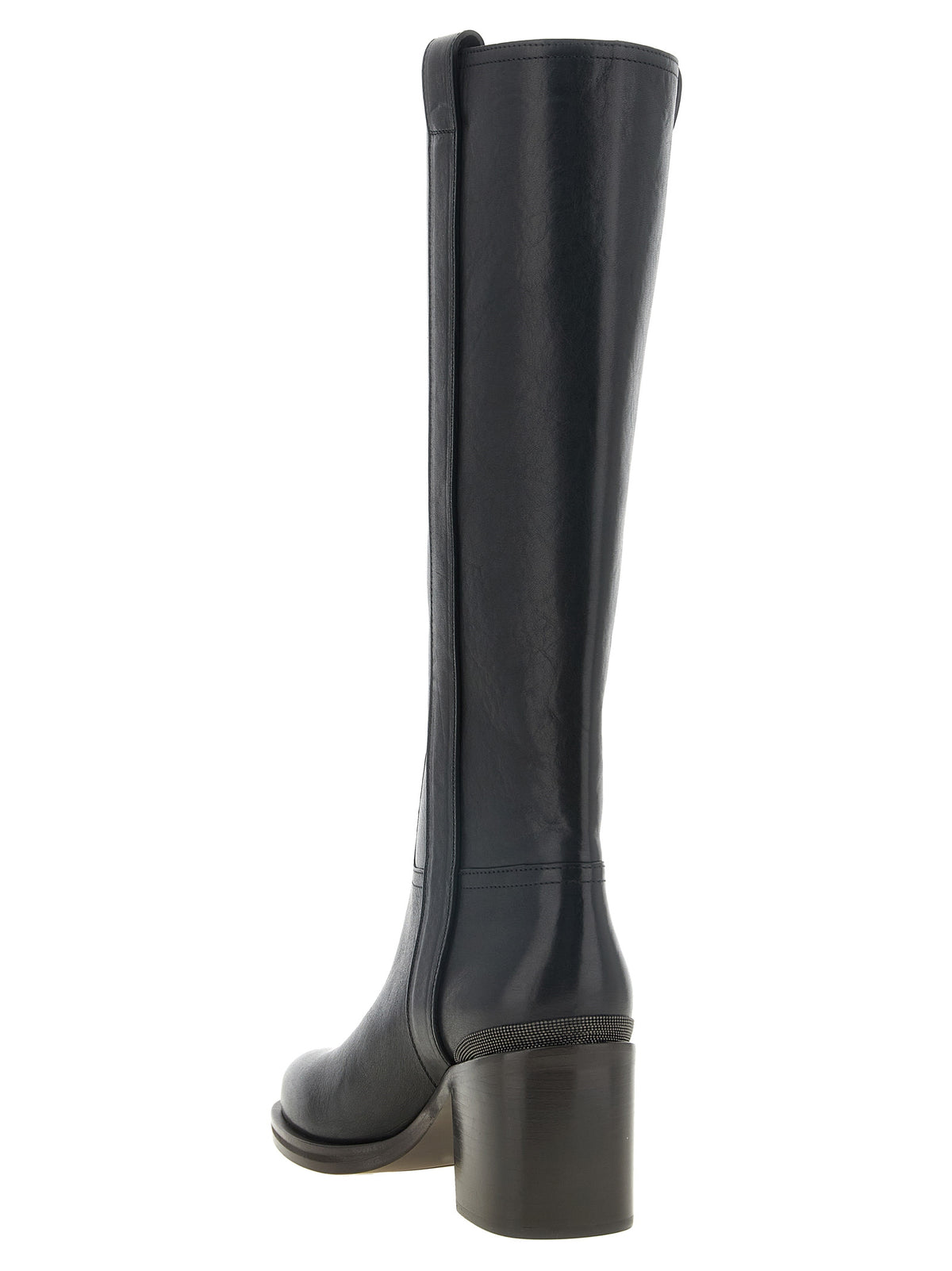 Brunello Cucinelli Black Riding Leather Boots