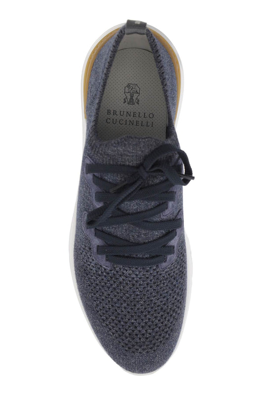 Brunello Cucinelli Knit Chine Sneakers In Blue