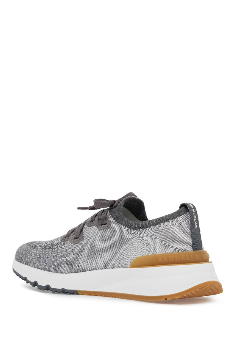 Brunello Cucinelli Knit Chine Sneakers In Grey