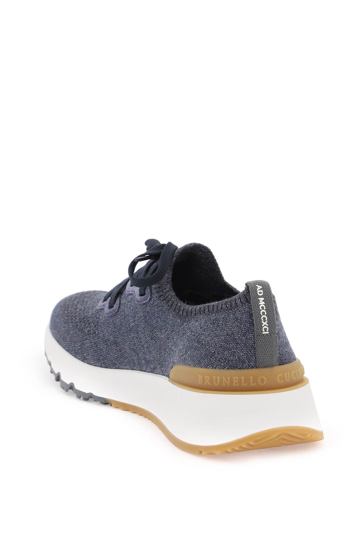 Brunello Cucinelli Knit Chine Sneakers In Blue