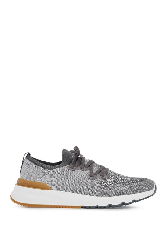 Brunello Cucinelli Knit Chine Sneakers In Grey