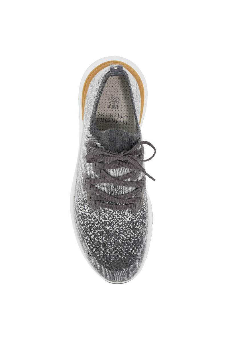 Brunello Cucinelli Knit Chine Sneakers In Grey